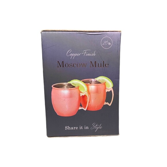 Moscow Mule Mugs Copper Finish 2 Pack Silver One International New in Box - Picture 3 of 7